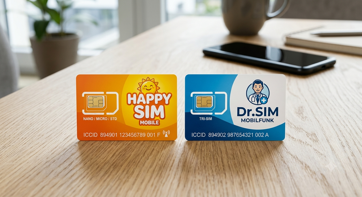 Happy SIM und Dr.SIM: zwei Marken, ein Konzept, aber unterschiedliche Handy-Netze